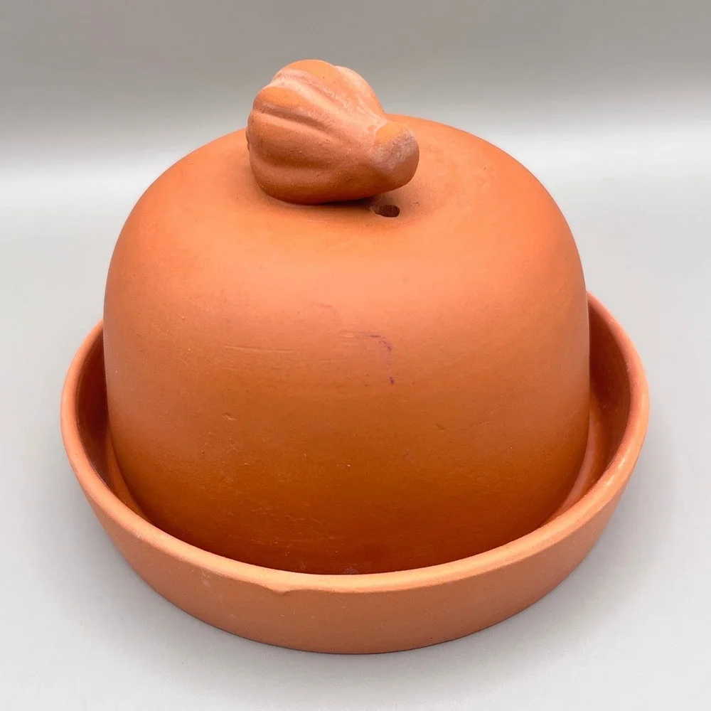 Vtg Corning Revere Terra Cotta Garlic Baker Kitchen Decor Utensil In‎ Box 3.25